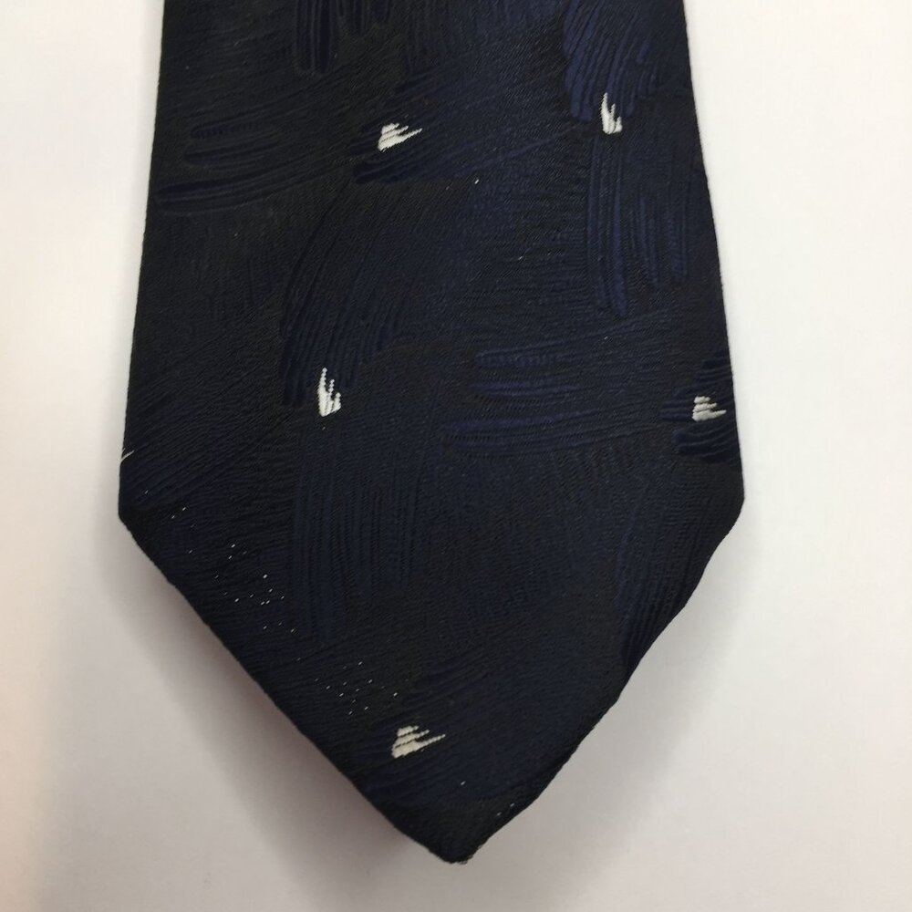 Bernie of California Mens Tie Necktie Navy Blue White Gold Sparkles Formal